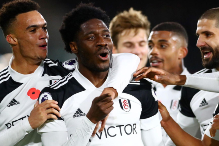 Fulham players celebrating a goal || Image credit: Punch