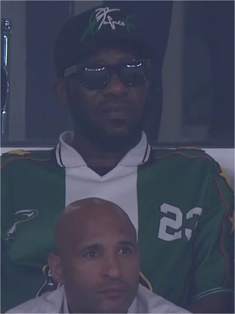 Austin Jay Jay Okocha watched the explosive encounter from the VIP box at the Stade Felix.