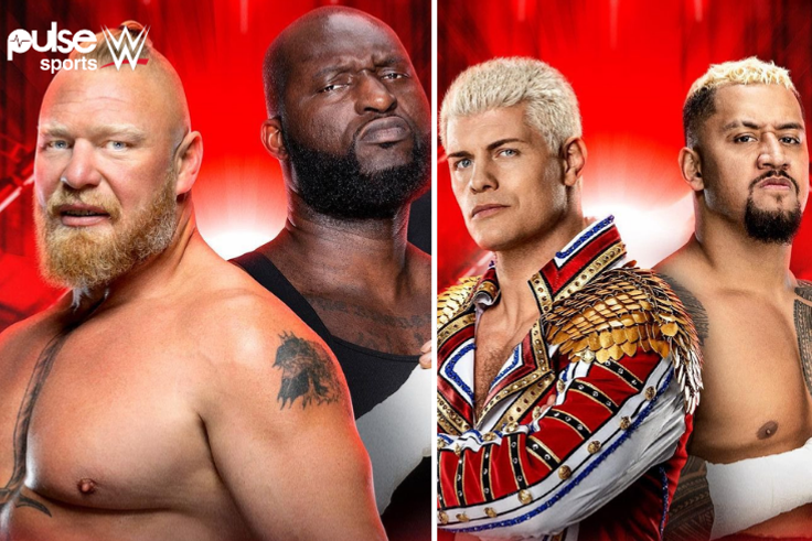 Nigerian giant Omos and Brock Lesnar clash at weigh ins ahead of WrestleMania and all the highlights from Monday Night Raw