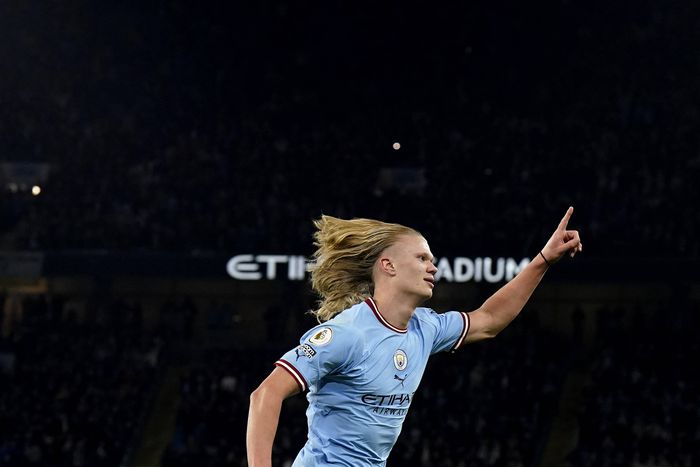 Erling Haaland celebrates a goal