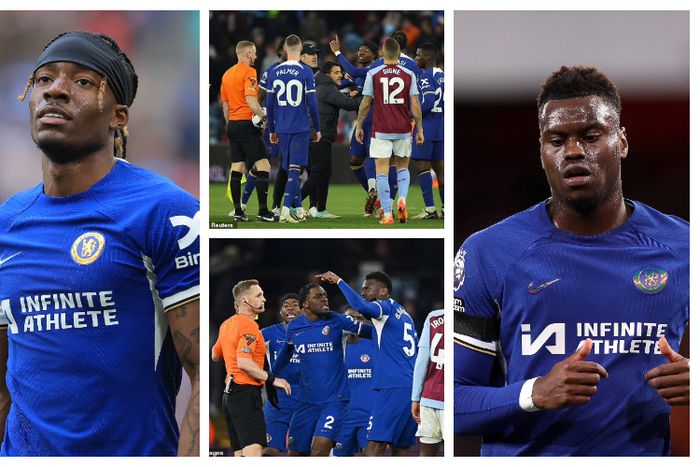 Madueke and Badiashile go physical with referee