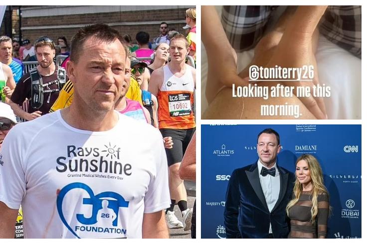 John Terry shows wife Toni caring