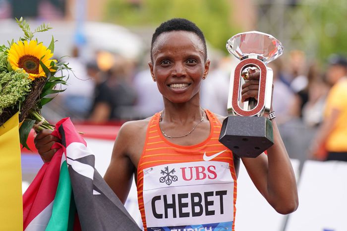 Beatrice Chebet after winning the Diamond League final in Zurich