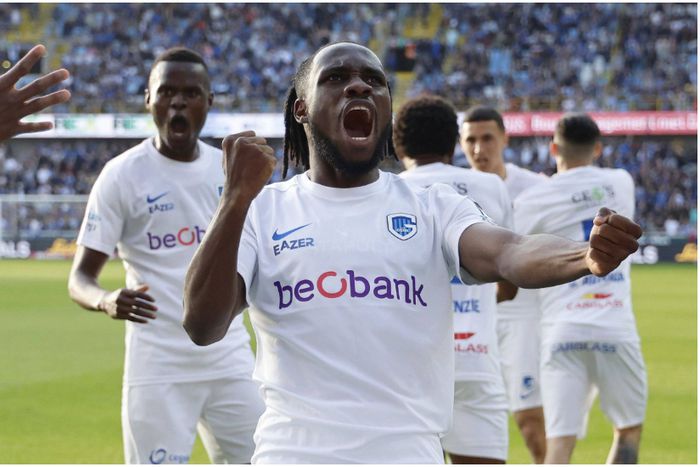 Paintsil celebrates one of his goals for Genk.