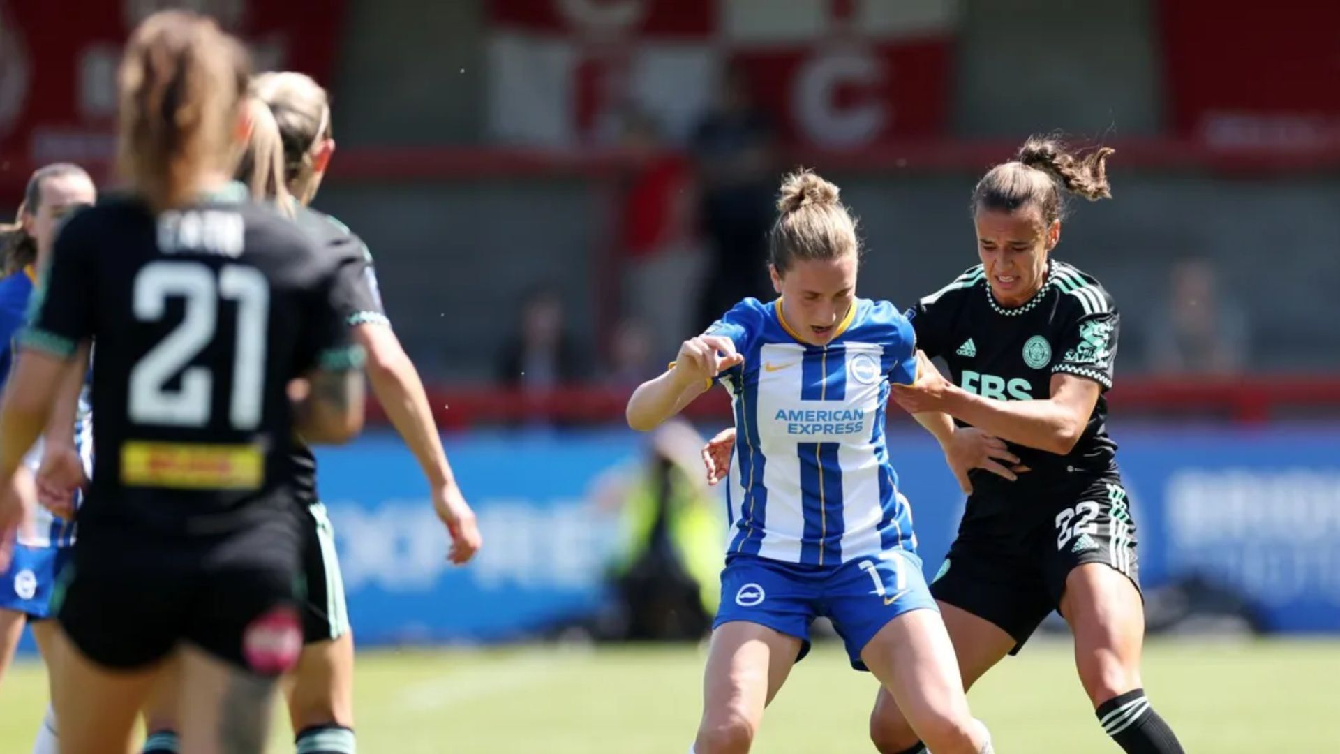 Plumptre assisted her defense in fending off a late Brighton attack so they could escape with the win.