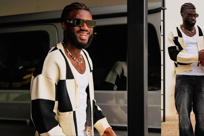 Super Eagles of Nigeria star Terem Moffi shows off stylish outfit.