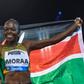 Mary Moraa reacts following her second-place finish at Prefontaine Classic