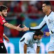 Khvicha Kvaratskhelia and his idol Cristiano Ronaldo after their EURO 2024 clash.
