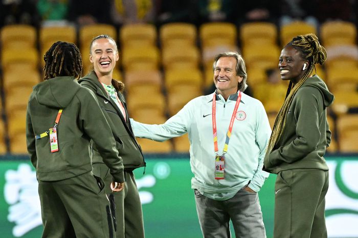 Super Falcons coach Randy Waldrum and his loyal players