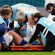 England's Keira Walsh being stretchered off against Denmark