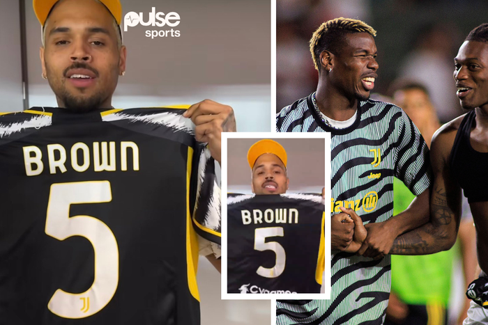 Chris Brown was gifted a Juventus jersey