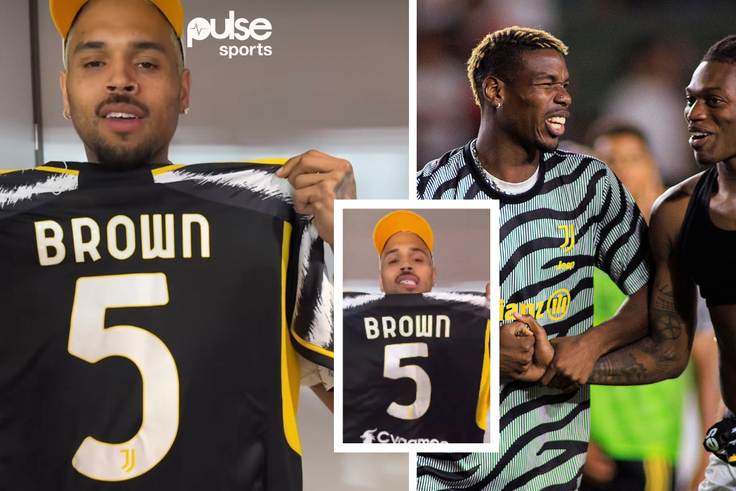 Chris Brown was gifted a Juventus jersey