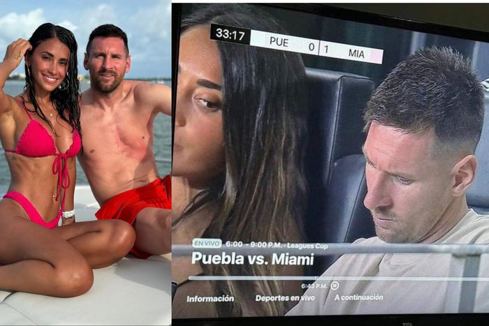 Even Lionel Messi is not safe from his wife Antonela Roccuzzo as she side-eyes while he holds his phone, See crazy reactions.