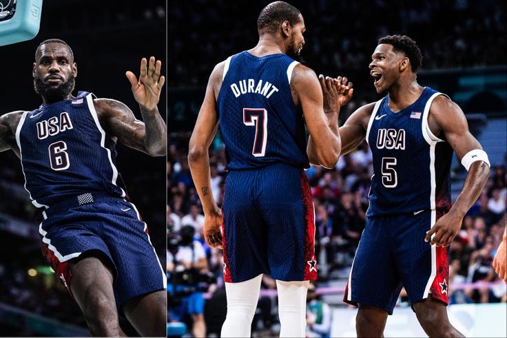 In their opening group Paris 2024 Olympics game against Serbia, Kevin Durant and LeBron James put on a show to lead the USA in blowout victory.