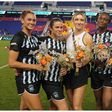 Onumonu was given flowers along with the Gotham stars who participated in the World Cup. Image Credit - Twitter/Gotham FC