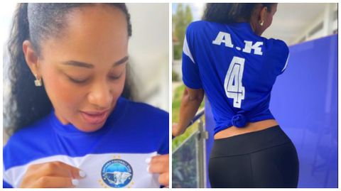 Amara Kanu: Wife of Super Eagles icon Nwankwo Kanu glows in Enyimba kit