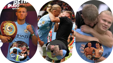 Erling Haaland: Former boxing world champion invades pitch to kiss Man City striker