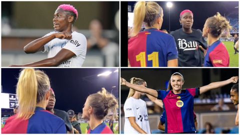 They miss her - Agba Baller Oshoala links up with ex-Barcelona mates after scoring in 7-goal thriller