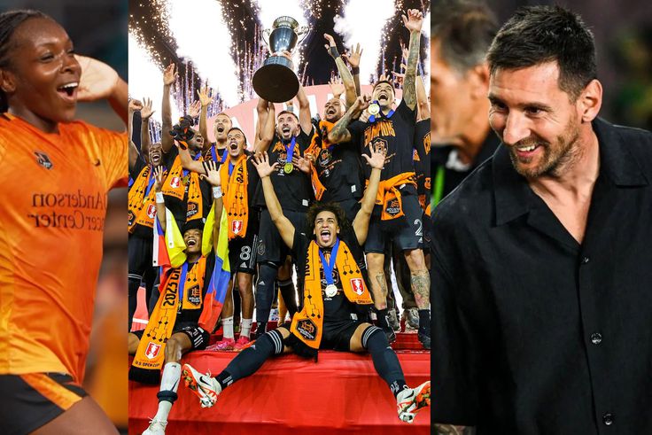 Michelle Alozie celebrates as Houston Dynamo took full advantage of Inter Miami's weakness without Lionel Messi to win US Open - Image Credit - Adidas football, BR/Football/ Houston Dash