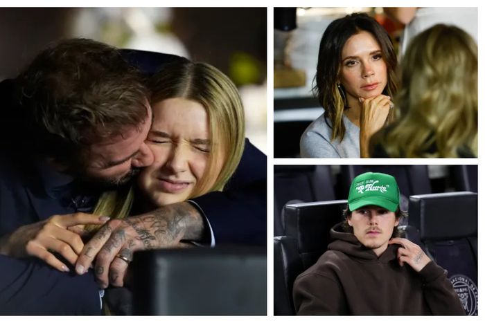 David Beckham kisses daughter on cheek