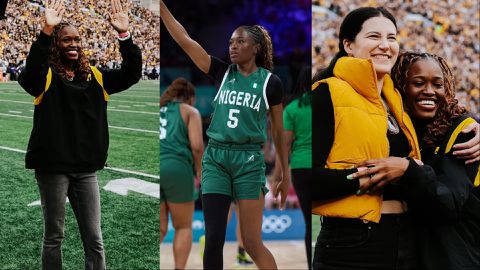 Tomi Taiwo: Nigerian D'Tigress star celebrated for Olympics at Caitlin Clark's homecoming