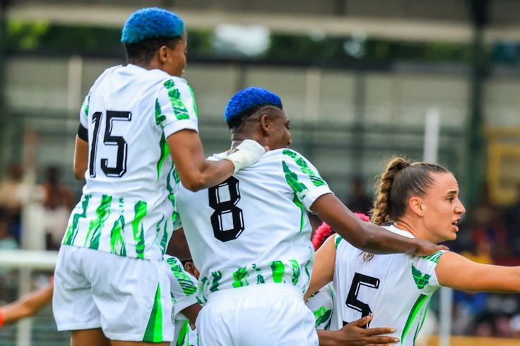 Super Falcons players against Benin in Abeokkuta. Image: Pooja X