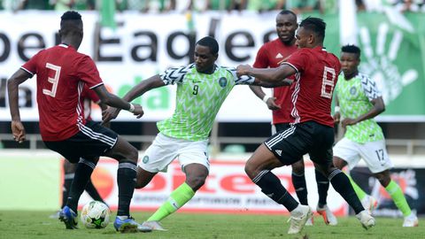 Super Eagles celebrate Odion Ighalo's hattrick against Libya