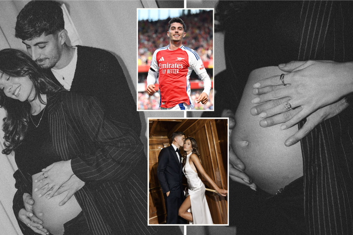 Kai Havertz and wife Sophia show off adorable baby bump as Arsenal couple set to welcome their first child