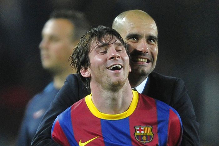 Pep Guardiola coached Lionel Messi at Barcelona between 2008 and 2012