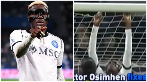 Eagles striker Osimhen spotted fixing Sassuolo net before destroying it with goals