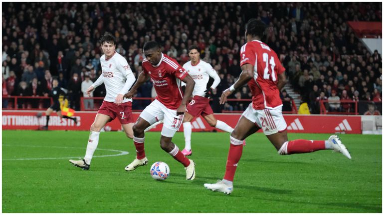 Taiwo Awoniyi against Manchester United in the FA Cup fifth round.