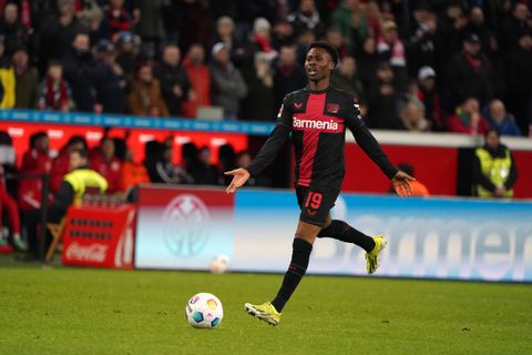 Nathan Tella in action for Bayer Leverkusen || Imago