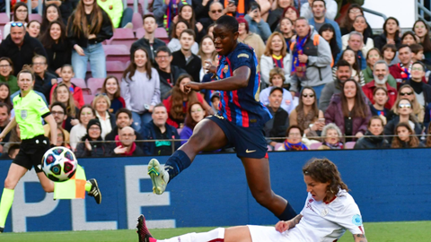 Oshoala scores in Barcelona's demolition of Roma to book a tie against Chelsea or Lyon