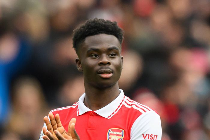 Arsenal's Bukayo Saka in action against Crystal Palace.