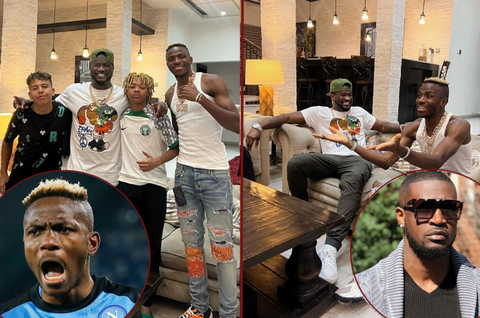 Super Eagles star Victor Osimhen and Peter Okoye link-up following revenge win against Guinea-Bissau in AFCON 2023 qualifiers