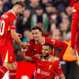 iverpool s Cody Gakpo celebrates after scoring the fifth goal during the Football League Cup 3rd Round match between Liverpool FC and West Ham United FC at Anfield. (Photo by Ryan Brown Propaganda)
