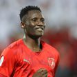 Michael Olunga celebrates Al Duhail goal.