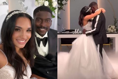 Tryvon Bromell stuns in black tuxedo as he weds long-time partner at private ceremony
