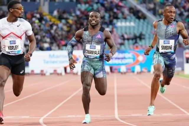 Ferdinand Omanyala at the 2023 Rabat Diamond League.