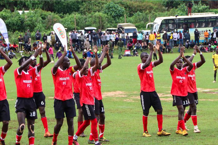 Marafiki FC players during an FKF Division Two match.