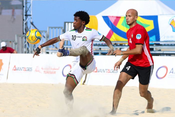 Harambee Sand Stars in action against Tunisia.