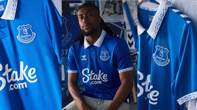 Super Eagles of Nigeria midfielder Alex Iwobi helped model the new Everton home jersey.