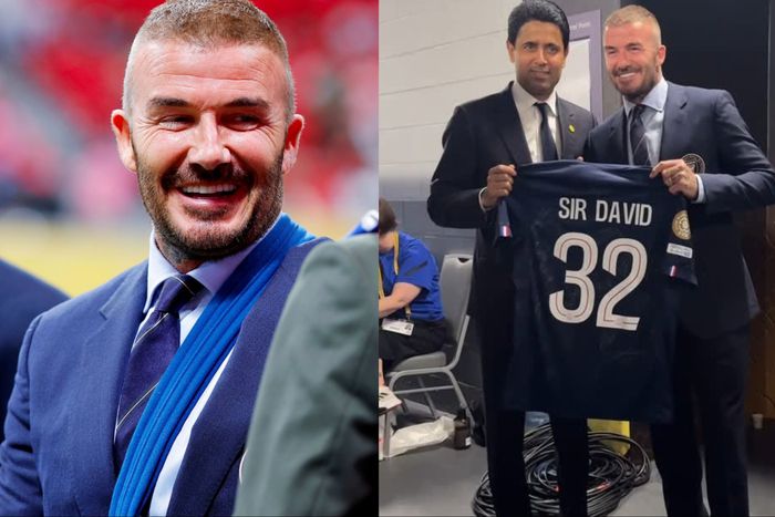 PSG gifts former player David Beckham a jersey for knighthood after thrashing his Inter Miami 4-0 at the FIFA Club World Cup.