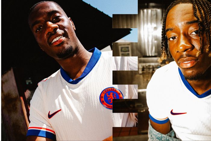 Check out the new Chelsea 2024/25 away jersey modeled by Noni Madueke and Tosin Adarabioyo.