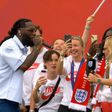 Nigerian Afrobeats star Burna Boy shocks England coach Sarina Wiegman as he performs at the Euro 2025 celebration for Lionesses.