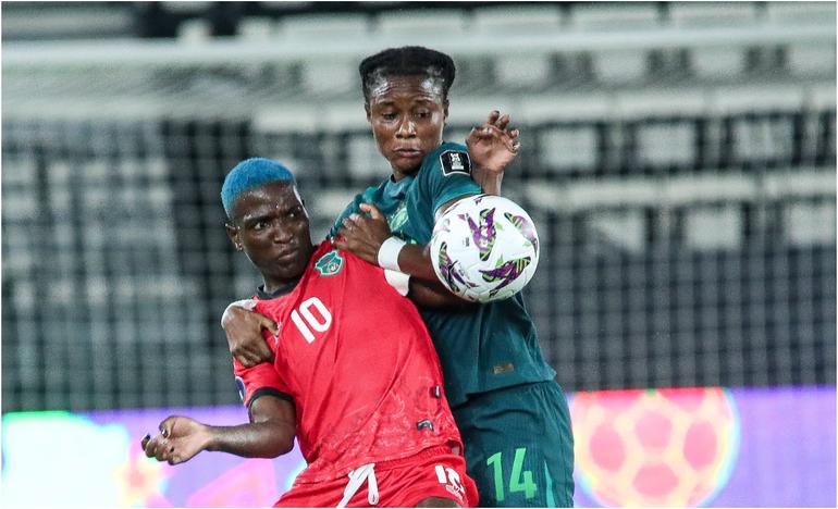 Super Falcons defender in action against Malawi. Image: Justina (X)