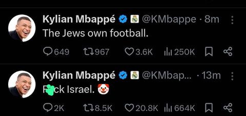 Kylian Mbappe's account suffered a likely cyber attack || Image credit: X screenshot