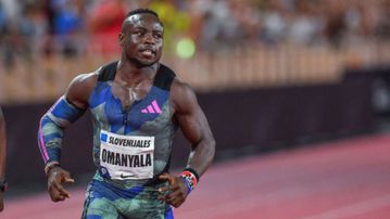 Ferdinand Omanyala hits the studio to record gospel song after mixed 2023 season