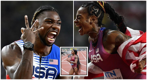 Noah Lyles joins Sha'Carri Richardson at her Dallas hometown to inspire high school students