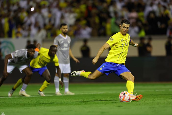 In the 87th minute, Ronaldo converted a penalty for Al-Nassr after a VAR review found Semedo, a defender for Al-Ta'ee, guilty of handball. - X/Al-Nassr